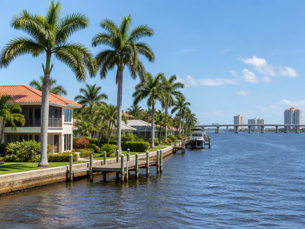 Fort Myers riverfront homes along the Caloosahatchee River